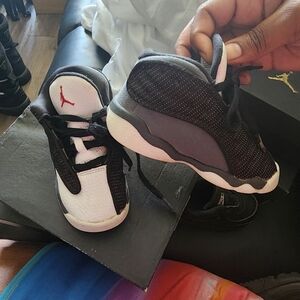 Jordan Kids Black, White & Red Retro Basketball Sneakers